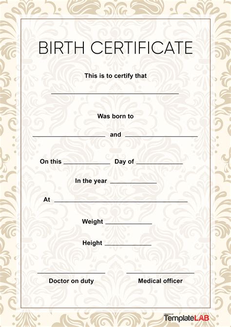 27 Birth Certificate Templates (Word, PPT & PDF) ᐅ TemplateLab