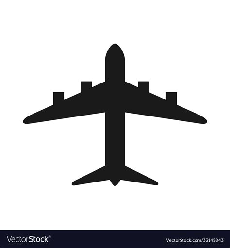 Black and white plane silhouette Royalty Free Vector Image