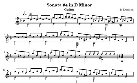 Sonata No. 4 in D Minor Classical Guitar Sheet Music - NoteRunner