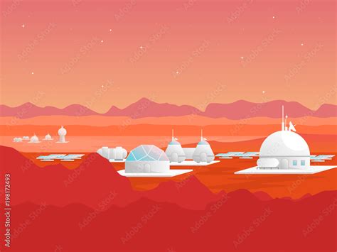 Cartoon Mars Colonization Card Poster. Vector Stock Vector | Adobe Stock