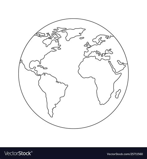 Earth globe template world map line style icon vector image on ...