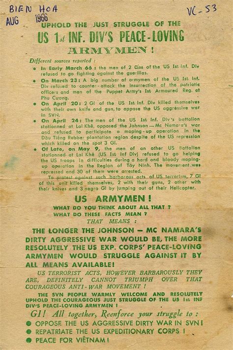 National Liberation Front Anti-American Leaflets Used During the ...