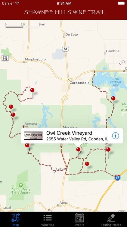 Shawnee Hills Wine Trail Map