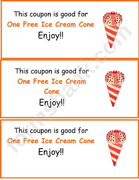 Ice Cream Coupons Printable