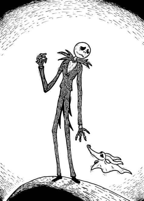 Jack Skellington And Zero Drawing