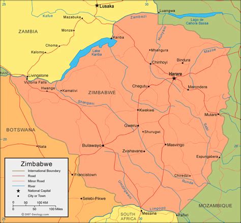 Zimbabwe Map and Satellite Image