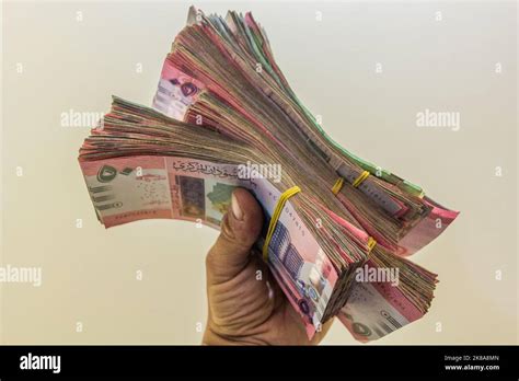 Hand holding stacks of Sudanese Pound banknotes Stock Photo - Alamy