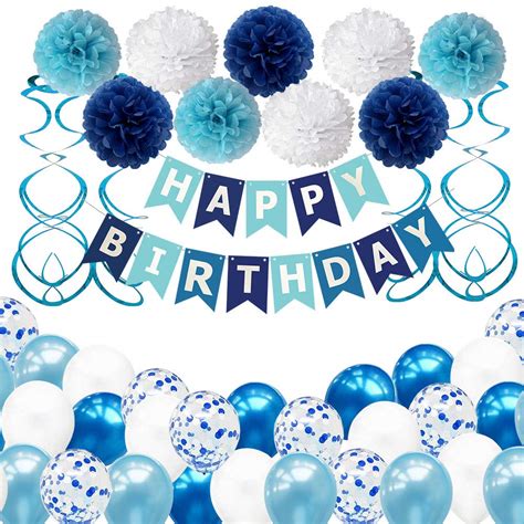 Buy Birthday Decorations Boy, Blue Birthday Party Decorations Pack for ...