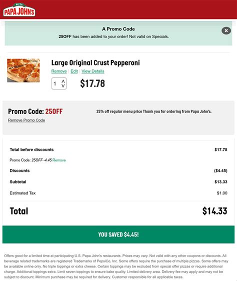 25% off at Papa Johns pizza via promo code 25OFF #papajohns | The ...