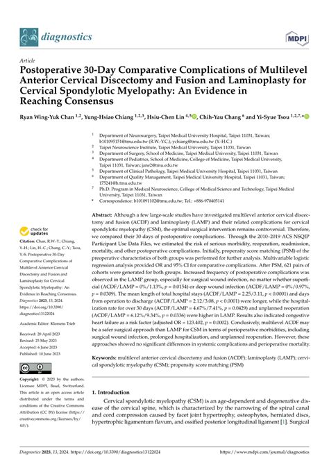 (PDF) Postoperative 30-Day Comparative Complications of Multilevel ...