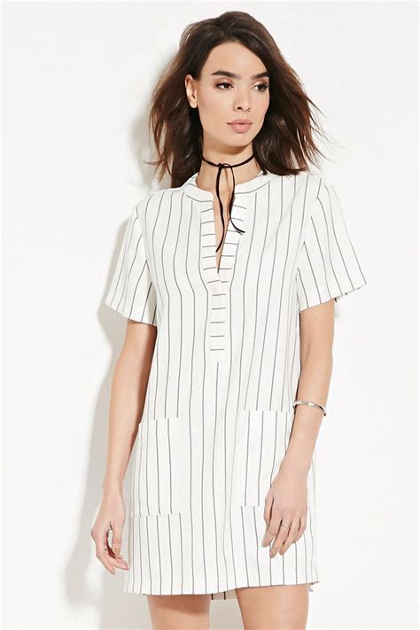 Contemporary Pinstripe Dress | Pinstripe dress, Dresses, Short sleeve ...