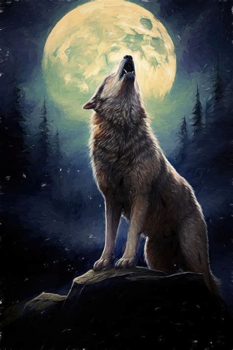 Wolf Howling At The Moon, Digital Arts by Gerry Martinez | Artmajeur