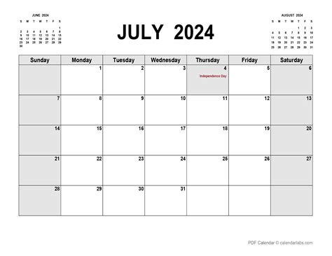 July 4th 2024 Calendar - Printable Calendar 2024