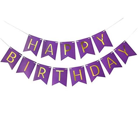 Buy Purple Happy Birthday Banner, Purple Card Happy Birthday Banner ...