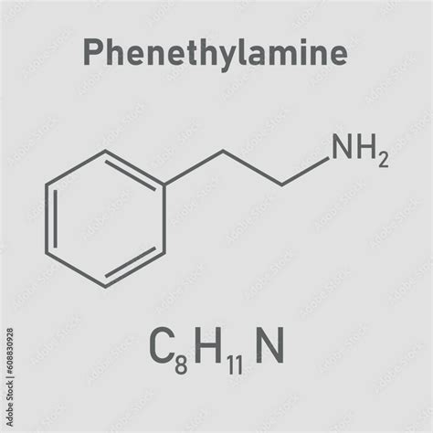 Chemical structure of Phenethylamine (C8H11N). Chemical resources for ...