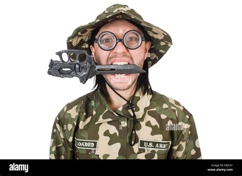 Funny soldier in military concept Stock Photo - Alamy