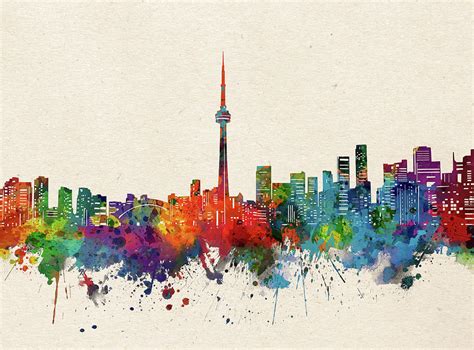 Toronto Skyline Watercolor Digital Art by Bekim M - Pixels