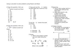 Using a Calculator with powers and roots | Teaching Resources