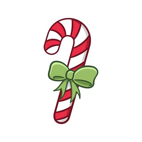 Peppermint candy cane with ribbon cartoon illustration. Winter ...