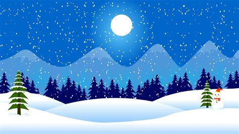 SNOW fall night | winter landscape | Christmas time | cartoon ...