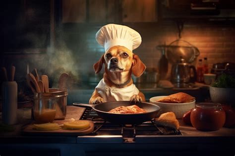 Premium AI Image | Chef dog cooking