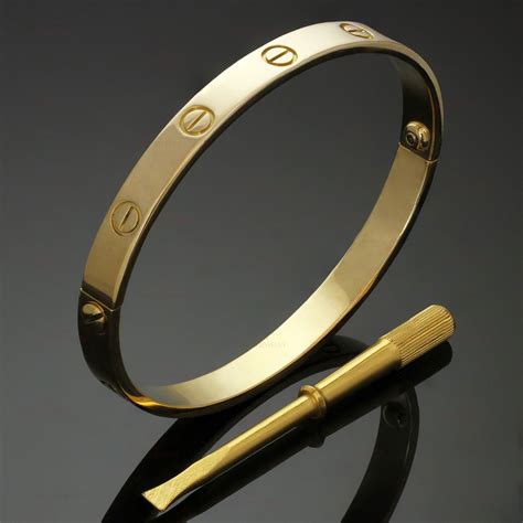 CARTIER Love 18k Yellow Gold Bangle Bracelet Size 18-MTSJ122