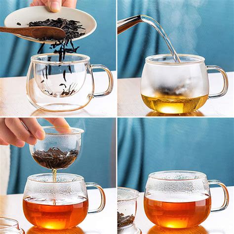 【Ready Stock &With Strainer and Lid】Glass Tea Cup 300ml Borosilicate ...