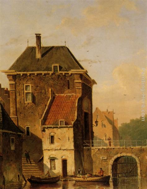 Jacques Carabain A Canal In Ghent painting anysize 50% off - A Canal In ...