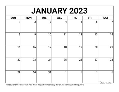 Calendar January 2023 Printable Pdf - PELAJARAN