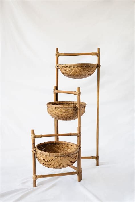 Natural Bamboo Basket - 3/Tiered - HOGAR HOME