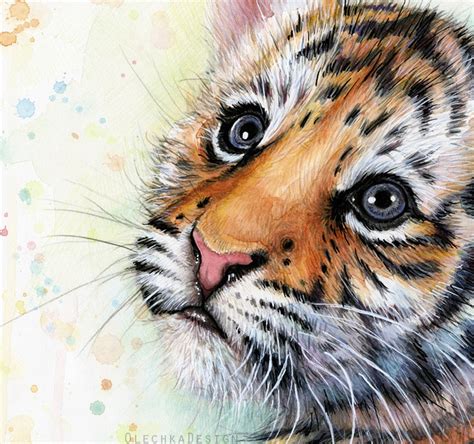 Tiger Art Print Tiger Wall Art Baby Tiger Watercolor - Etsy