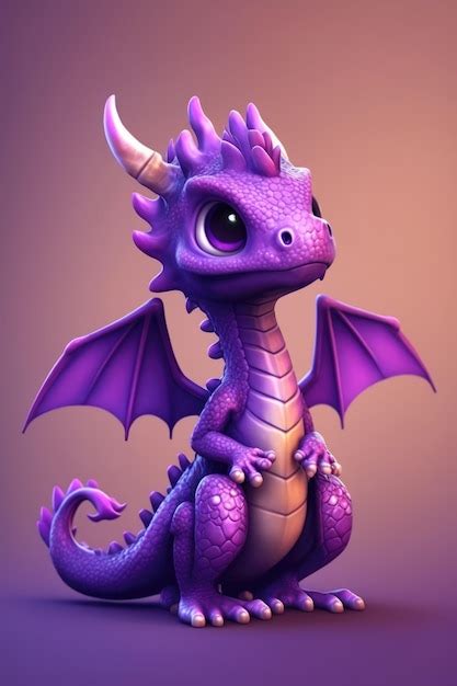 Premium Photo | Image of cute blue dragon over purple background ...