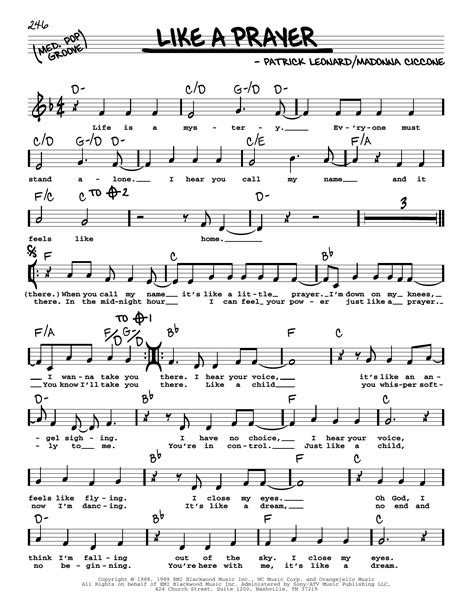 Madonna Like A Prayer Sheet Music Notes, Chords Download Printable ...