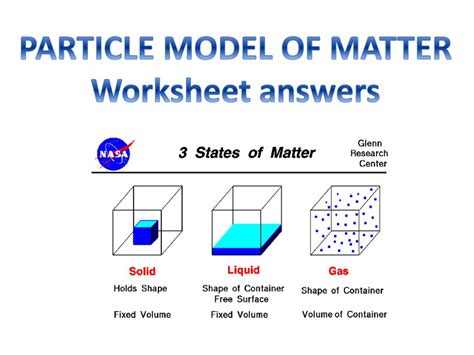 PPT - PARTICLE MODEL OF MATTER Worksheet answers PowerPoint ...