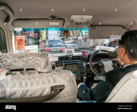 Inside a taxi cab in Tokyo Stock Photo - Alamy