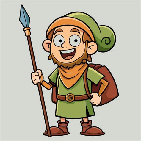 Premium Vector | A cartoon drawing of a cartoon character with a spear ...