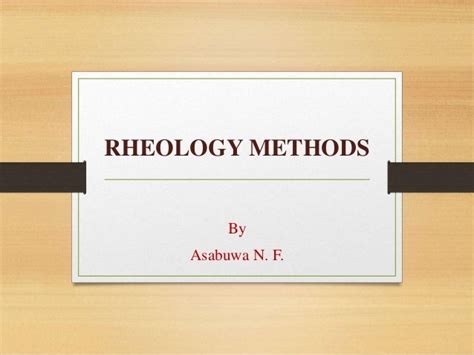 Rheology methods