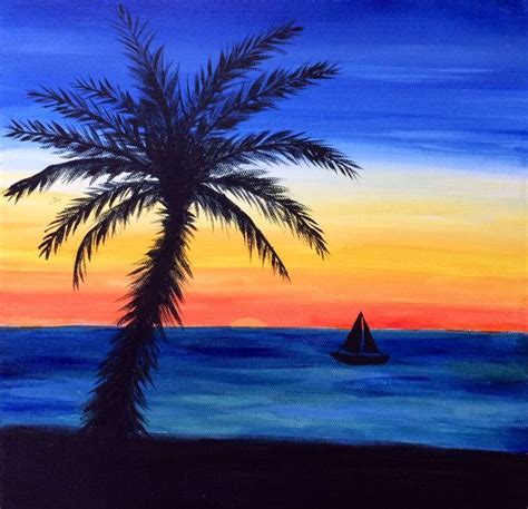 Easy Beach Sunset Paintings Peinture de la plage au coucher du soleil ...