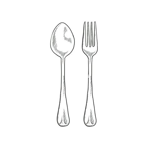 Spoon And Fork Drawing at PaintingValley.com | Explore collection of ...