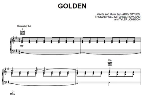 Harry Styles-Golden Free Sheet Music PDF for Piano | The Piano Notes