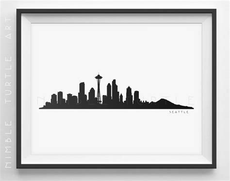 Seattle Skyline Silhouette Printable Skyline Seattle Washington PDF ...