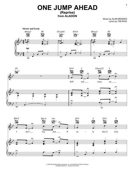 Alan Menken - One Jump Ahead (Reprise) (from Aladdin) sheet music