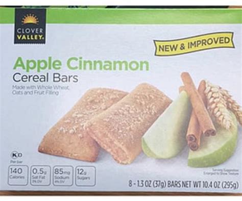 Clover Valley Apple Cinnamon Cereal Bars - 37 g, Nutrition Information ...