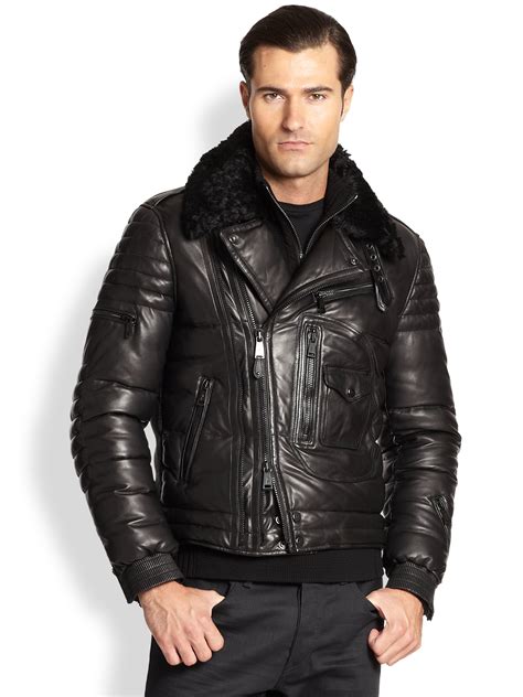 Ralph lauren black label Leather Down Flight Jacket in Black for Men | Lyst