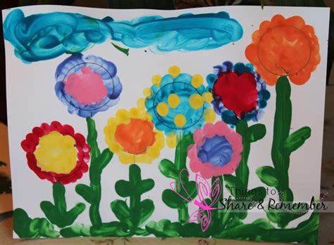 Finger paint flower garden template