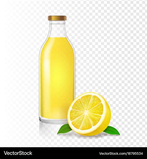 Lemon juice glass bottle realistic Royalty Free Vector Image