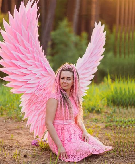 Adult Angel Costume, Pink Angel Wings, Large Wings for Photoshoot, Pink ...