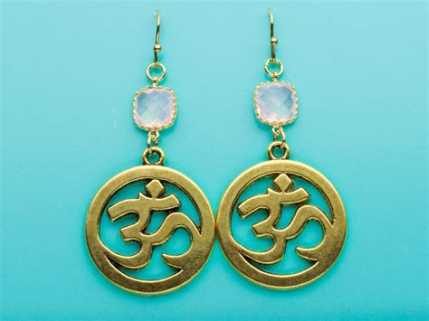 Om Symbol Earrings Gold Om Symbol Earrings Meditation Symbol - Etsy