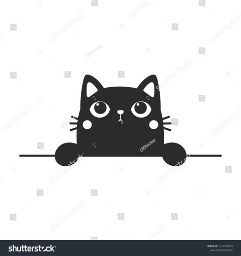 Vector Cartoon Silhouette Black Cat Waving Stock Vector (Royalty Free ...