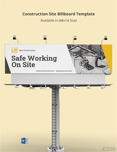 Construction Site Billboard Template in Word, Publisher, Google Docs ...